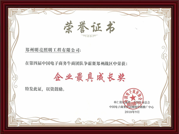企業(yè)最具成長(zhǎng)獎(jiǎng)